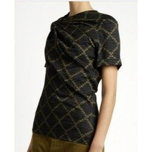 Isabel Marant Etoile Jancis Geometric Print Twist Pleated Blouse Black FR38 US M